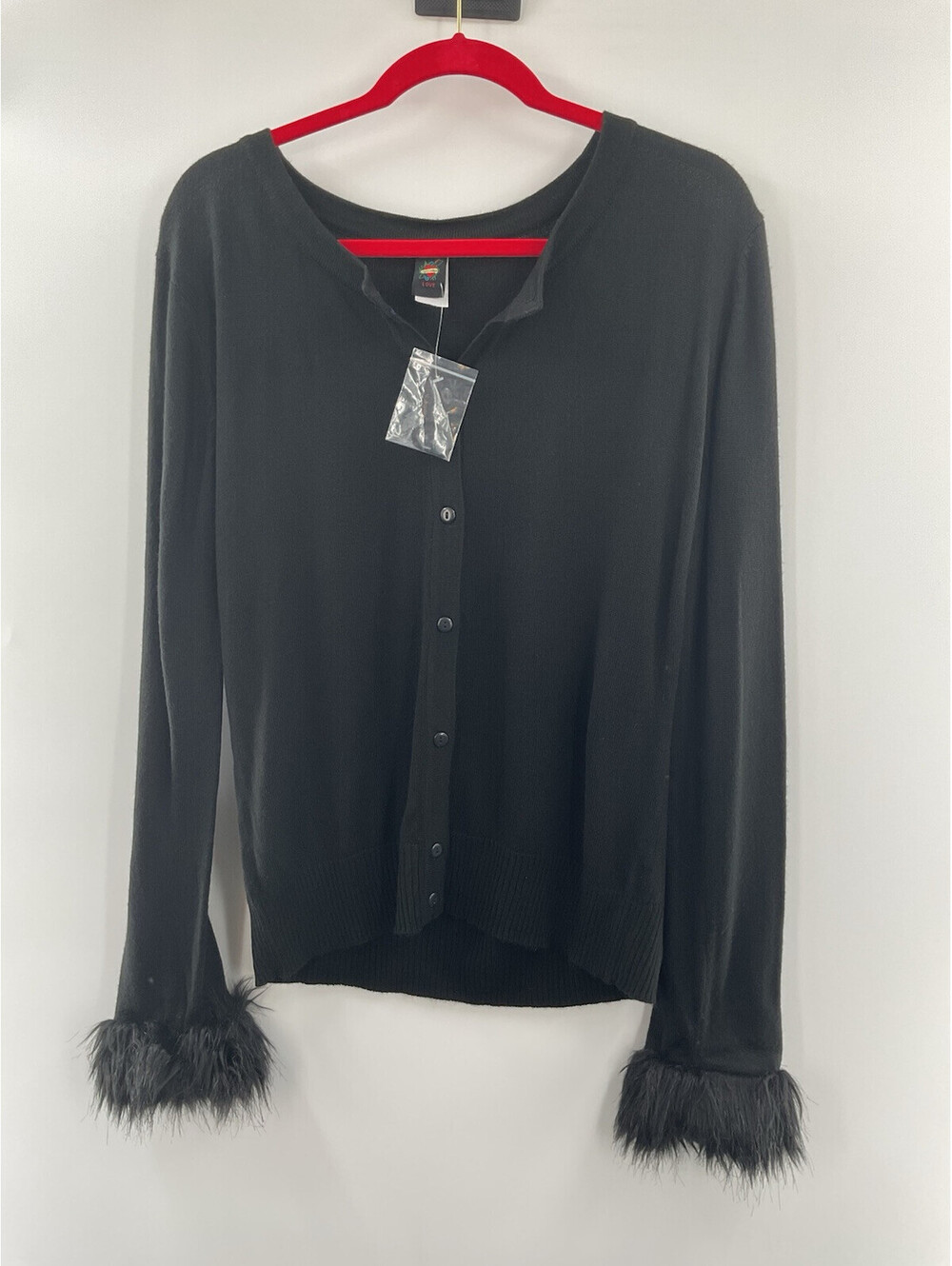 Sweet Love Women’s one X long sleeve fur cuffed sweater NWOT black 088